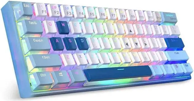 Alt view image 2 of 7 - Womier WK61 60% Keyboard, Hot-Swappable Keyboard Ultra-Compact RGB Gaming Mechanical Keyboard w/Pudding Keycaps, Linear Red Switch, Pro Driver/Software Supported - Glacier Blue