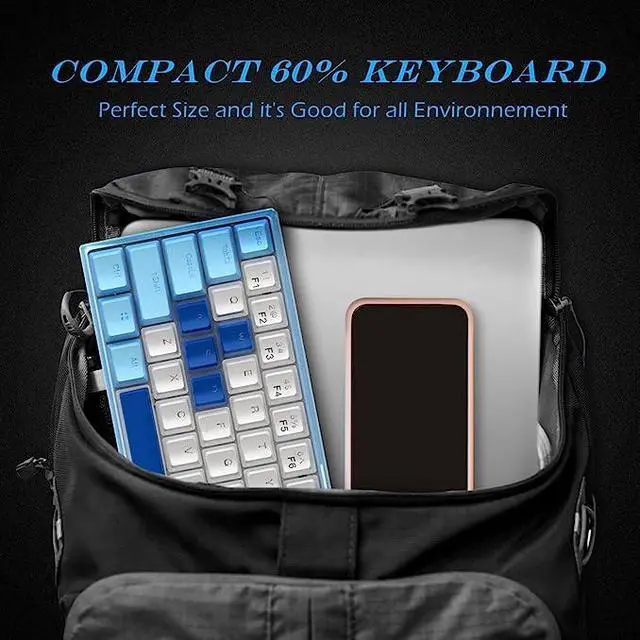 Alt view image 7 of 7 - Womier WK61 60% Keyboard, Hot-Swappable Keyboard Ultra-Compact RGB Gaming Mechanical Keyboard w/Pudding Keycaps, Linear Red Switch, Pro Driver/Software Supported - Glacier Blue