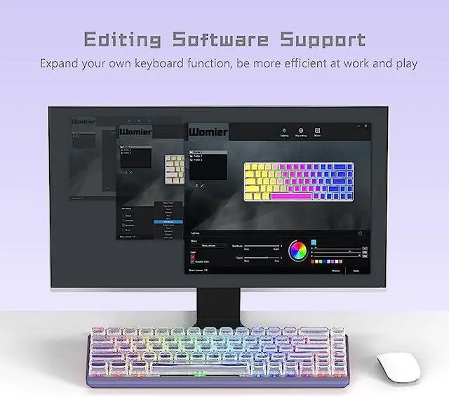 Alt view image 5 of 6 - Womier W-K68 60% Keyboard Gaming - Gradient Purple Mechanical Keyboard, Hot-Swappable Keyboard, RGB Custom Mini Keyboard with Arrow Keys/Software Supported - Linear White Switch