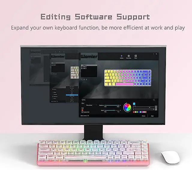 Alt view image 4 of 5 - Womier W-K68 60% Keyboard Gaming- Gradient Pink Mechanical Keyboard, Hot-Swappable Keyboard, RGB Custom Mini Keyboard with Arrow Keys/Software Supported - Linear White Switch
