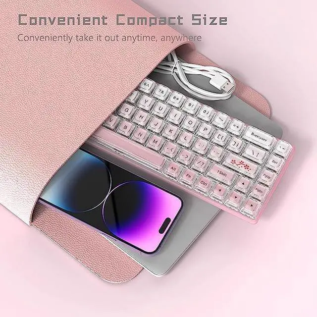 Alt view image 5 of 5 - Womier W-K68 60% Keyboard Gaming- Gradient Pink Mechanical Keyboard, Hot-Swappable Keyboard, RGB Custom Mini Keyboard with Arrow Keys/Software Supported - Linear White Switch