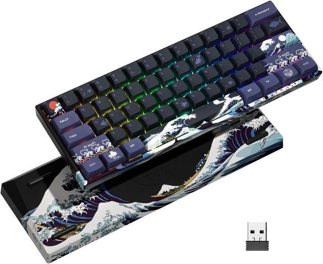 XVX 60% Gaming Keyboard, Rechargeable RGB Wireless Mechanical Keyboard,  Mini 60 Percent Gamer Keyboard with Hot-Swappable Gateron G Yellow Pro  Switch for Windows & Mac (Great Wave Off Kanagawa) 