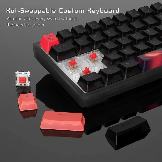 Alt view image 4 of 6 - Womier WK61 Hot-Swappable RGB Mechanical Keyboard (4 Colors)