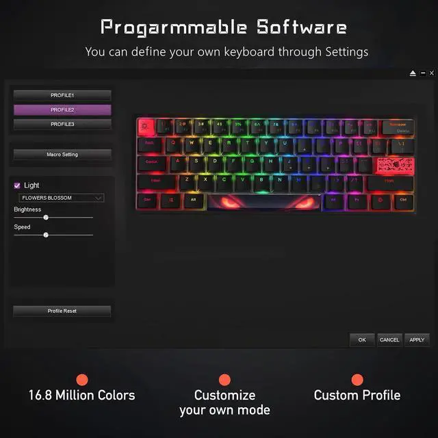 Alt view image 6 of 6 - Womier WK61 Hot-Swappable RGB Mechanical Keyboard (4 Colors)