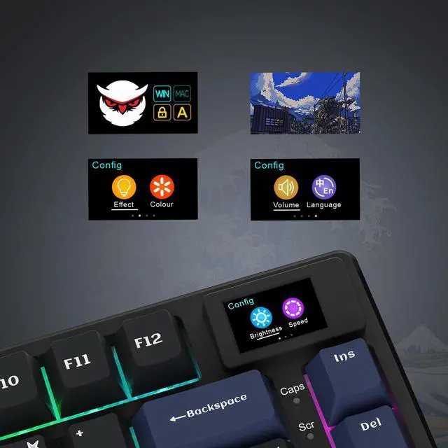 Alt view image 3 of 6 - XVX S-K80 Gasket Mounted 75% Mechanical Keyboard with OLED Black
