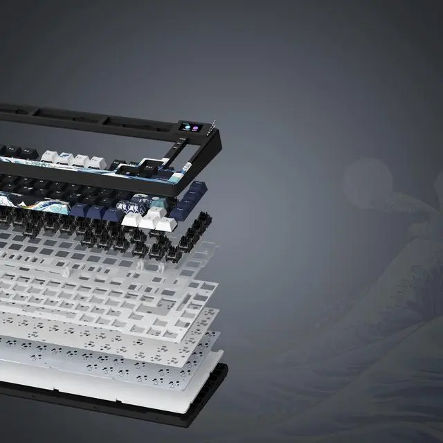 Alt view image 4 of 6 - XVX S-K80 Gasket Mounted 75% Mechanical Keyboard with OLED Black