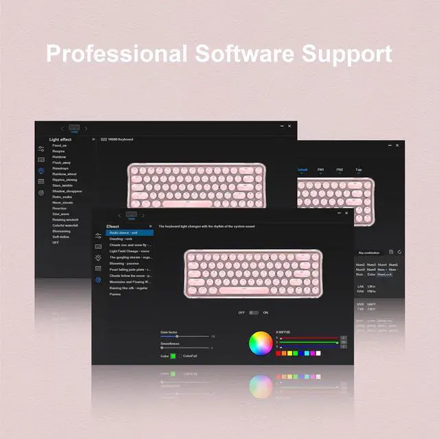 Alt view image 6 of 6 - XVX K680 Typewriter Style Wireless Mechanical Keyboard, Bluetooth/2.4G/Wired Tri-Mode 65% Compact Gaming Mechanical Keyboard with RGB Backlit, Retor Computer Keyboard for Mac/PC/Win, Blue Switches