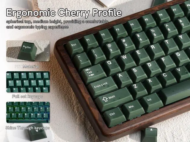 Alt view image 3 of 7 - Womier Green Jade Keyboard keycaps,Double Shot PBT keycaps Jelly Set | Matcha Custom Keyboard caps,Cherry Profile keycaps for Mechanical Keyboard 60%/65%/75%/TKL/96%/100% US Layout