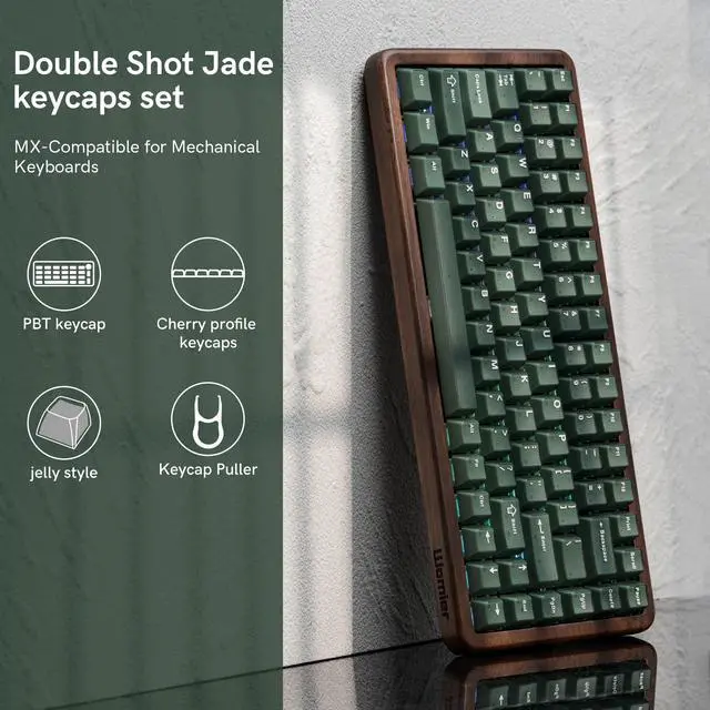Alt view image 4 of 7 - Womier Green Jade Keyboard keycaps,Double Shot PBT keycaps Jelly Set | Matcha Custom Keyboard caps,Cherry Profile keycaps for Mechanical Keyboard 60%/65%/75%/TKL/96%/100% US Layout
