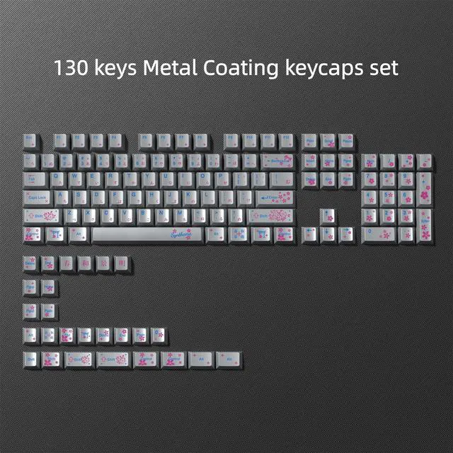 Alt view image 2 of 7 - Womier Keyboard keycaps Set, Double Shot PBT keycaps,Cherry Profile Custom Key caps 60 65 75 100 Percent for Cherry-mx Full Size Retro Mechanical Keyboard,130-keys Metal Coating,Silver