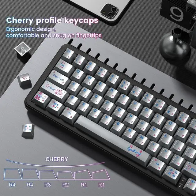 Alt view image 3 of 7 - Womier Keyboard keycaps Set, Double Shot PBT keycaps,Cherry Profile Custom Key caps 60 65 75 100 Percent for Cherry-mx Full Size Retro Mechanical Keyboard,130-keys Metal Coating,Silver