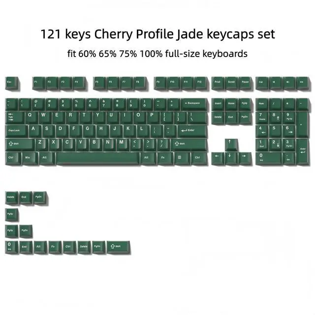 Alt view image 5 of 7 - Womier Green Jade Keyboard keycaps,Double Shot PBT keycaps Jelly Set | Matcha Custom Keyboard caps,Cherry Profile keycaps for Mechanical Keyboard 60%/65%/75%/TKL/96%/100% US Layout