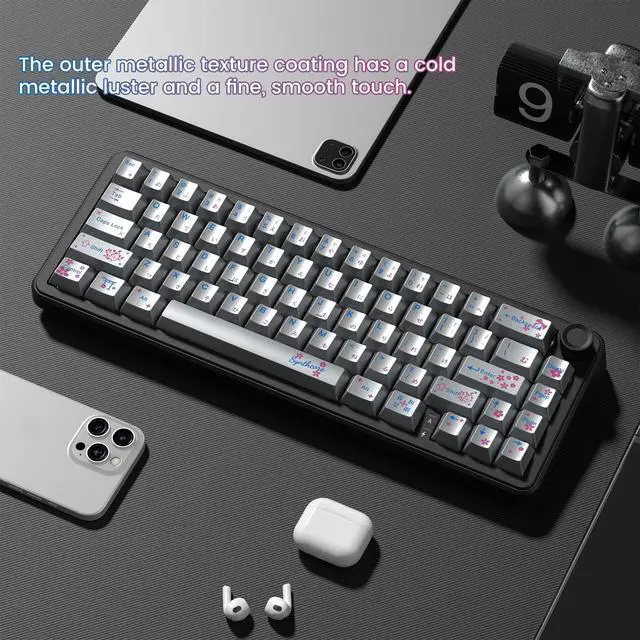 Alt view image 4 of 7 - Womier Keyboard keycaps Set, Double Shot PBT keycaps,Cherry Profile Custom Key caps 60 65 75 100 Percent for Cherry-mx Full Size Retro Mechanical Keyboard,130-keys Metal Coating,Silver