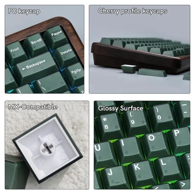 Alt view image 7 of 7 - Womier Green Jade Keyboard keycaps,Double Shot PBT keycaps Jelly Set | Matcha Custom Keyboard caps,Cherry Profile keycaps for Mechanical Keyboard 60%/65%/75%/TKL/96%/100% US Layout