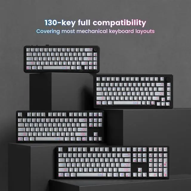 Alt view image 6 of 7 - Womier Keyboard keycaps Set, Double Shot PBT keycaps,Cherry Profile Custom Key caps 60 65 75 100 Percent for Cherry-mx Full Size Retro Mechanical Keyboard,130-keys Metal Coating,Silver