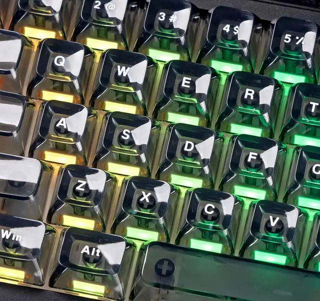 Alt view image 2 of 7 - Womier Black Grey Jelly keycaps, Shine Through Keyboard caps Clear Set,Ice Crystal Translucent Key caps, Fit 60% 65% 75% 80% 100% Keyboard, RGB Backlight Compatible(ASA Profile )