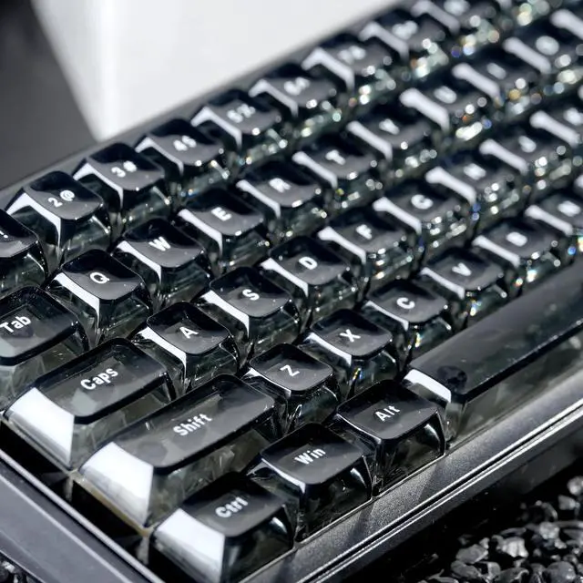 Alt view image 4 of 7 - Womier Black Grey Jelly keycaps, Shine Through Keyboard caps Clear Set,Ice Crystal Translucent Key caps, Fit 60% 65% 75% 80% 100% Keyboard, RGB Backlight Compatible(ASA Profile )