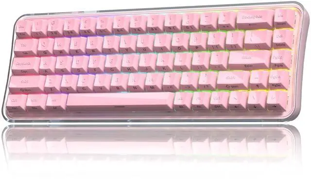 Main image of Womier Q61 PRO Wireless Keyboard with RGB Backlighting, 60% Mechanical Gaming Keyboard, Hot-Swappable Creamy Keyboard for PC, BT 5.0/2.4GHz/USB C, ASA Profile, Side-Engraved PC+ABS Keycaps - Pink