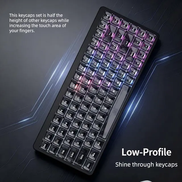 Alt view image 3 of 7 - Womier Dark Grey Low Profile keycap Set,PC Clear Keycaps Jelly Style,Shine Through Custom Key caps for Cherry Gateron MX Switches 60% 65% 75% 96% 100% Mechanical Keyboard,126keys