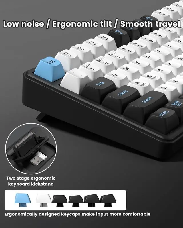 Alt view image 7 of 7 - Womier DK75 75% Wireless Gaming Keyboard, RGB Backlit Creamy Keyboard with Media Knob, OLED Screen, Tri-Mode 2.4GHz/USB-C/BT5.0, Anti-Ghosting No-Conflict Silent Membrane Keyboard for MAC Windows