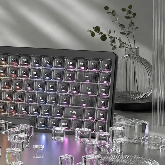 Alt view image 7 of 7 - Womier Dark Grey Low Profile keycap Set,PC Clear Keycaps Jelly Style,Shine Through Custom Key caps for Cherry Gateron MX Switches 60% 65% 75% 96% 100% Mechanical Keyboard,126keys