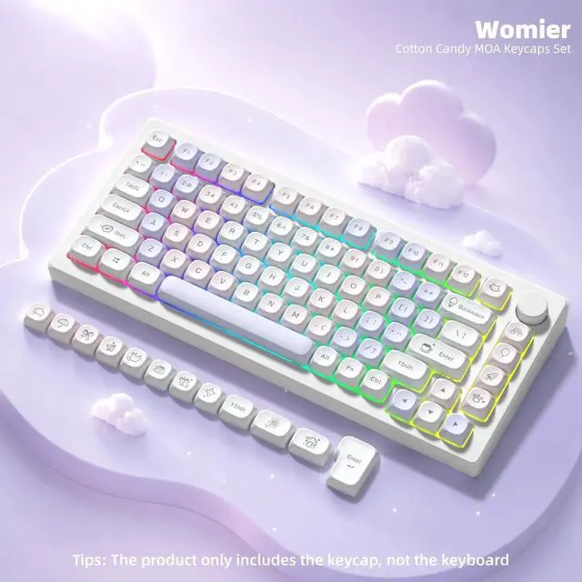 Alt view image 2 of 7 - Womier PBT Keycaps Set, Dream Cute Keycaps MOA Profile | Mechanical Keyboard Caps, Custom Keycaps Full Size for 60 65 75 100 Percent Cherry MX Switches Mechanical Keyboard, Purple