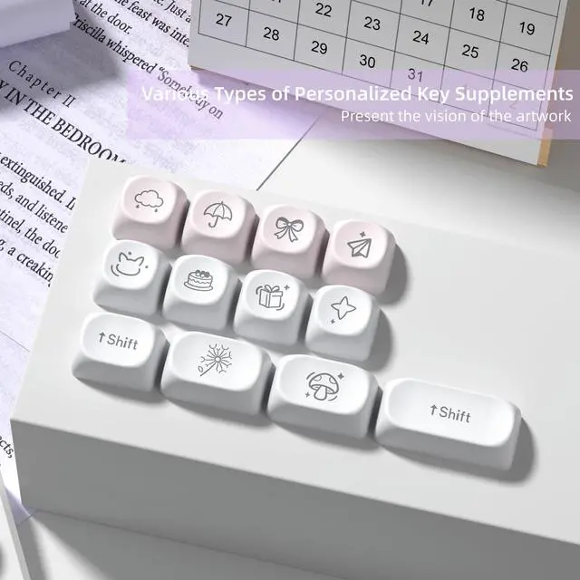 Alt view image 3 of 7 - Womier PBT Keycaps Set, Dream Cute Keycaps MOA Profile | Mechanical Keyboard Caps, Custom Keycaps Full Size for 60 65 75 100 Percent Cherry MX Switches Mechanical Keyboard, Purple