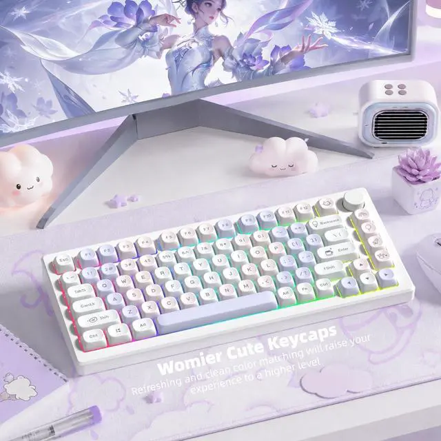 Alt view image 4 of 7 - Womier PBT Keycaps Set, Dream Cute Keycaps MOA Profile | Mechanical Keyboard Caps, Custom Keycaps Full Size for 60 65 75 100 Percent Cherry MX Switches Mechanical Keyboard, Purple