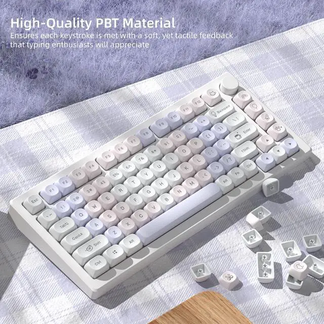 Alt view image 5 of 7 - Womier PBT Keycaps Set, Dream Cute Keycaps MOA Profile | Mechanical Keyboard Caps, Custom Keycaps Full Size for 60 65 75 100 Percent Cherry MX Switches Mechanical Keyboard, Purple
