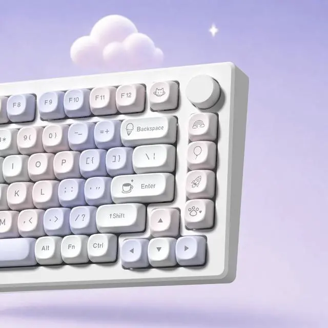 Alt view image 7 of 7 - Womier PBT Keycaps Set, Dream Cute Keycaps MOA Profile | Mechanical Keyboard Caps, Custom Keycaps Full Size for 60 65 75 100 Percent Cherry MX Switches Mechanical Keyboard, Purple