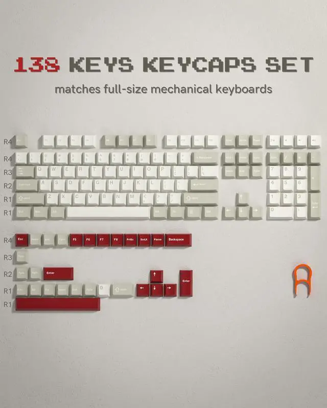 Alt view image 2 of 7 - Womier Double Shot PBT Keycaps Set 138 Keys, Cherry Profile Custom Keycaps 60 65 75 100 Percent for 61/64/68/84/87/100/104/108 Retro Gaming Mechanical Keyboard, Creamy Vintage Grey