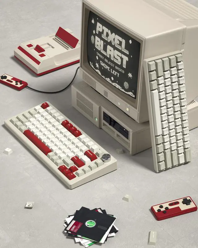 Alt view image 3 of 7 - Womier Double Shot PBT Keycaps Set 138 Keys, Cherry Profile Custom Keycaps 60 65 75 100 Percent for 61/64/68/84/87/100/104/108 Retro Gaming Mechanical Keyboard, Creamy Vintage Grey