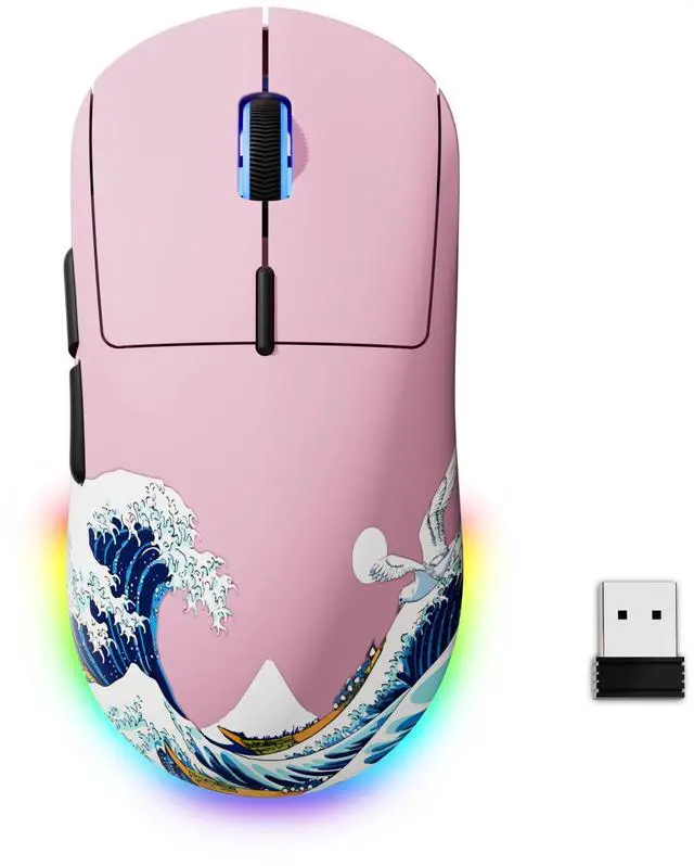 Main image of Womier G57 Wireless Gaming Mouse, 8000 DPI, 80g, 2.4G/Bluetooth/USB-C Rechargeable Wireless Mouse with 5 Programmable Buttons for PC/Mac, Pink