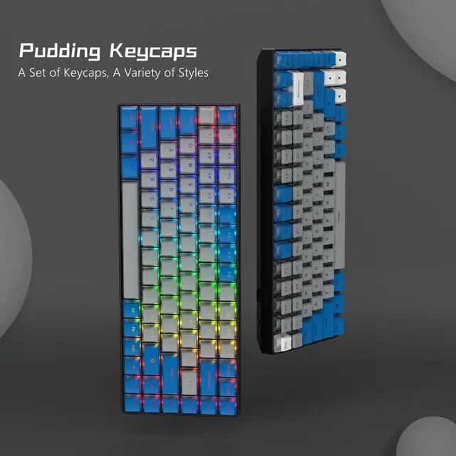 Alt view image 2 of 6 - Womier PBT Pudding Keycaps- Shine Through Keycaps | 164 Keys Keycap Set 60 65 75 100 Percent, OEM Profile for Custom Cherry Gateron MX Switches Mechanical Keyboard, Blue