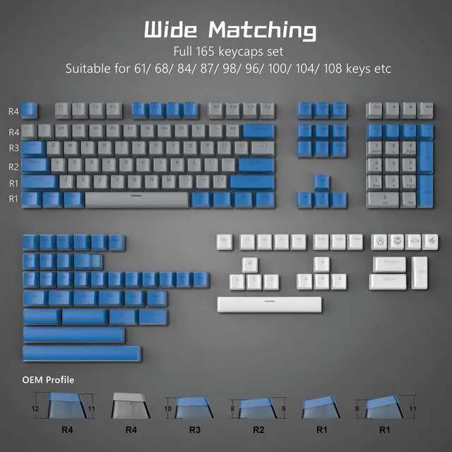 Alt view image 6 of 6 - Womier PBT Pudding Keycaps- Shine Through Keycaps | 164 Keys Keycap Set 60 65 75 100 Percent, OEM Profile for Custom Cherry Gateron MX Switches Mechanical Keyboard, Blue
