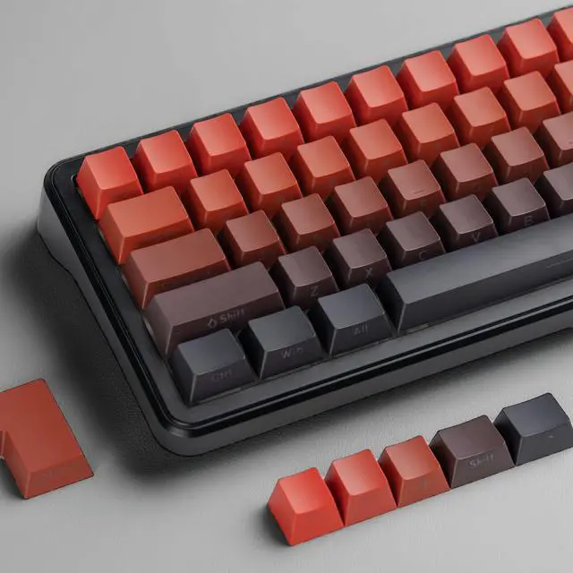 Main image of Womier Double Shot PBT Keycaps Set, Shine Through Keyboard keycaps,Side Printed Custom Key caps 60% 75% 100%,OEM Profile Japanese keycap for Mechanical Keyboard MX Switch,Black/red