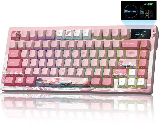 Main image of Womier L80 Wireless Gaming Keyboard, 75% Mechanical Keyboard with Smart Display and Knob, Tri-Mode BT/2.4GHz/USB-C, Gasket Mount RGB Backlit, Hot Swappable for PC Mac