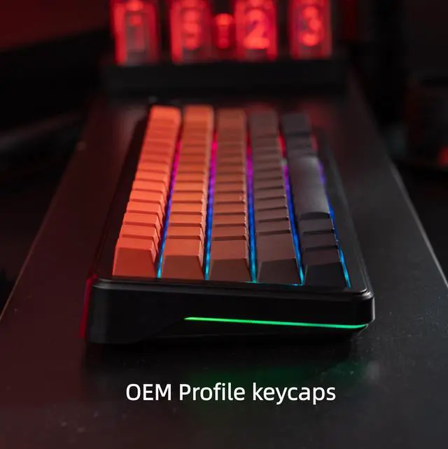 Alt view image 4 of 7 - Womier Double Shot PBT Keycaps Set, Shine Through Keyboard keycaps,Side Printed Custom Key caps 60% 75% 100%,OEM Profile Japanese keycap for Mechanical Keyboard MX Switch,Black/red