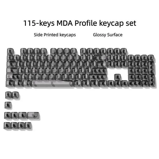 Alt view image 2 of 7 - Womier Grey Clear keycaps,Transparent keycaps 60 75 100 Percent,Ceramic Jelly Keyboard caps Set,Shine Through keycap.,MDA Profile Keyboard Key Cap for Mx Switches Mechanical Keyboard(Side Printed)
