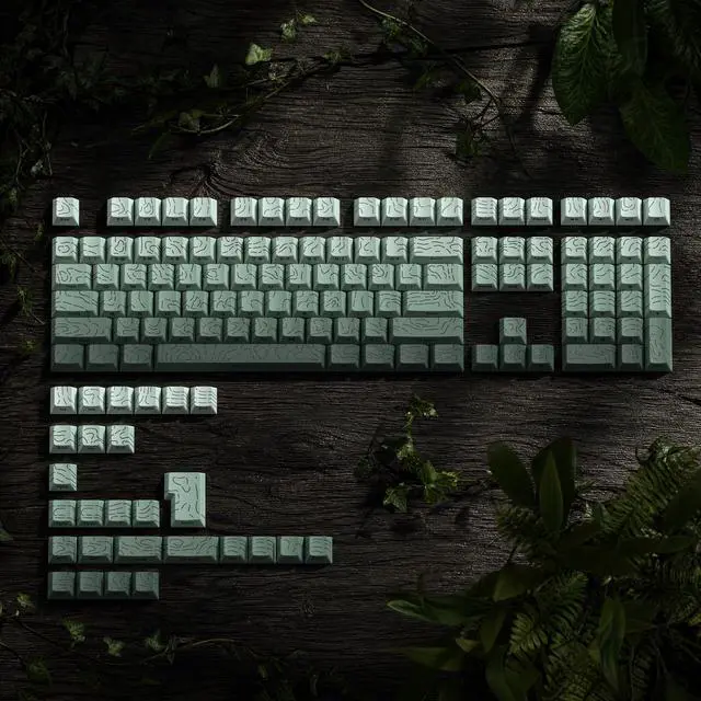 Alt view image 2 of 7 - Womier Seaweed Green Topographic PBT keycap Sets,Line Backlit Gradient keycaps,Shine Through Keyboard Keys caps,Side Printed Cherry Profile for 61/64/66/68/71/75/84/87/100/104 Mechanical Keyboards