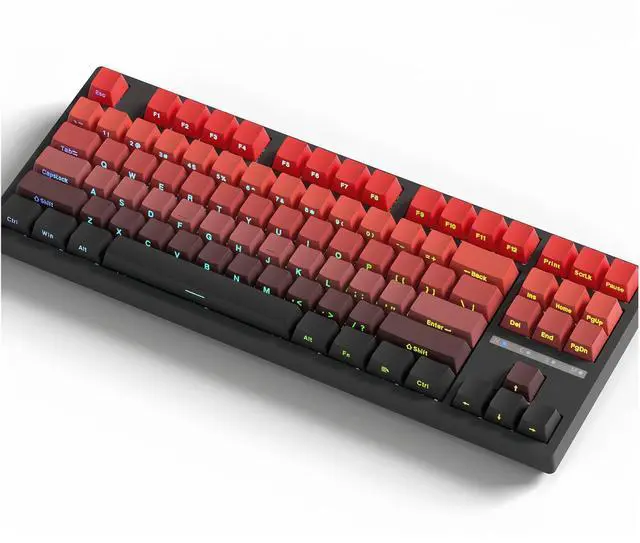 Alt view image 7 of 7 - Womier Double Shot PBT Keycaps Set, Shine Through Keyboard keycaps,Side Printed Custom Key caps 60% 75% 100%,OEM Profile Japanese keycap for Mechanical Keyboard MX Switch,Black/red