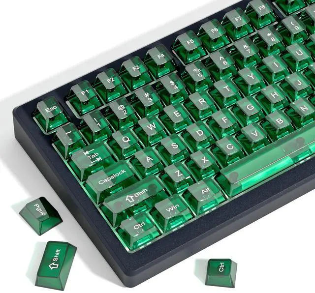 Main image of Womier Dark Green Clear Keyboard keycaps,Transparent keycaps 60 75 100 Percent,Crystal Jelly Key Cap Set,Shine Through Key caps.,Cherry Profile Key caps for Mx Switches Mechanical Keyboard