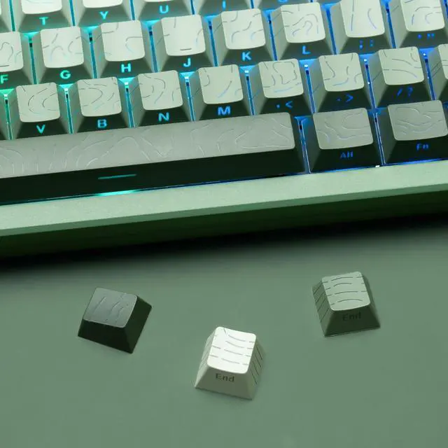Alt view image 5 of 7 - Womier Seaweed Green Topographic PBT keycap Sets,Line Backlit Gradient keycaps,Shine Through Keyboard Keys caps,Side Printed Cherry Profile for 61/64/66/68/71/75/84/87/100/104 Mechanical Keyboards