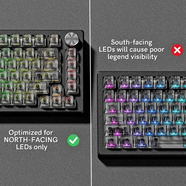 Alt view image 5 of 7 - Womier Grey Clear keycaps,Transparent keycaps 60 75 100 Percent,Ceramic Jelly Keyboard caps Set,Shine Through keycap.,MDA Profile Keyboard Key Cap for Mx Switches Mechanical Keyboard(Side Printed)