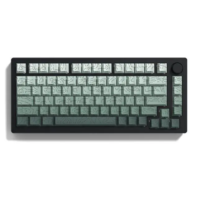 Alt view image 6 of 7 - Womier Seaweed Green Topographic PBT keycap Sets,Line Backlit Gradient keycaps,Shine Through Keyboard Keys caps,Side Printed Cherry Profile for 61/64/66/68/71/75/84/87/100/104 Mechanical Keyboards