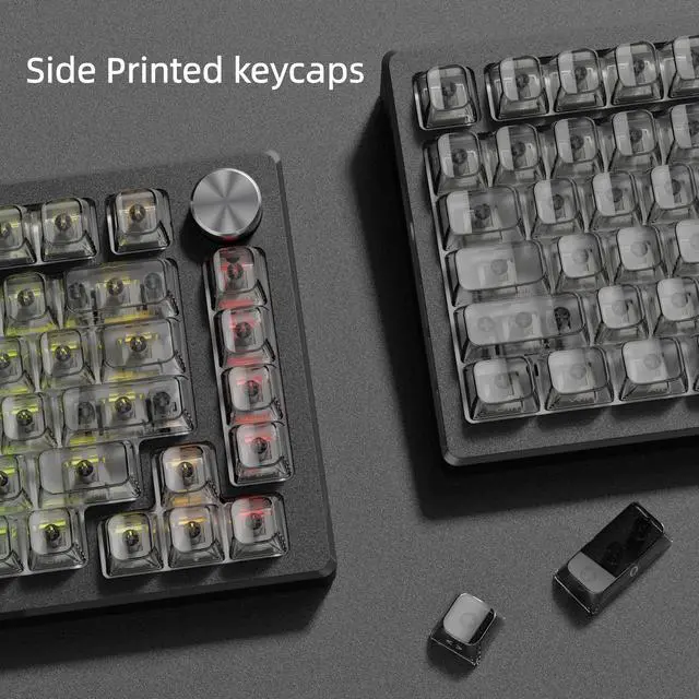 Alt view image 6 of 7 - Womier Grey Clear keycaps,Transparent keycaps 60 75 100 Percent,Ceramic Jelly Keyboard caps Set,Shine Through keycap.,MDA Profile Keyboard Key Cap for Mx Switches Mechanical Keyboard(Side Printed)