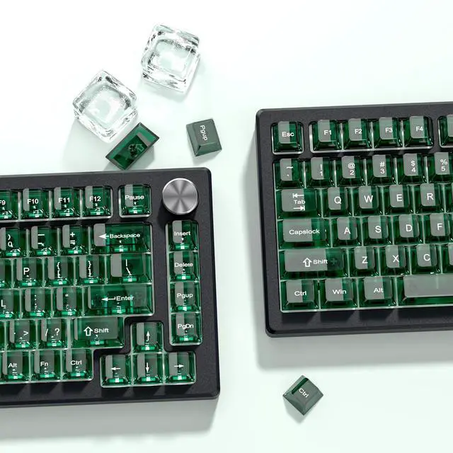 Alt view image 5 of 6 - Womier Dark Green Clear Keyboard keycaps,Transparent keycaps 60 75 100 Percent,Crystal Jelly Key Cap Set,Shine Through Key caps.,Cherry Profile Key caps for Mx Switches Mechanical Keyboard