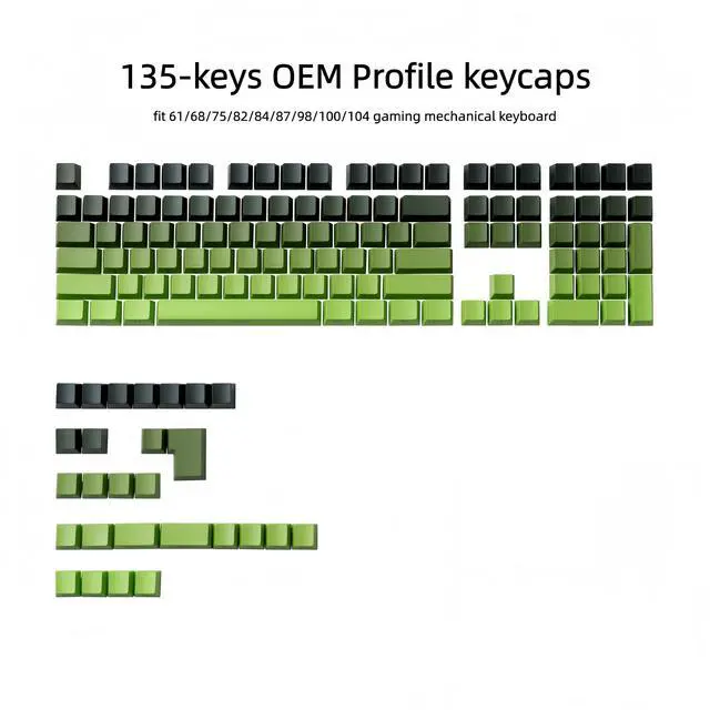 Alt view image 2 of 6 - Womier Double Shot PBT Keycaps Set, Shine Through Keyboard keycaps,Side Printed Custom Key caps 60% 75% 100%,OEM Profile Japanese keycap for Mechanical Keyboard MX Switch,Matcha Green