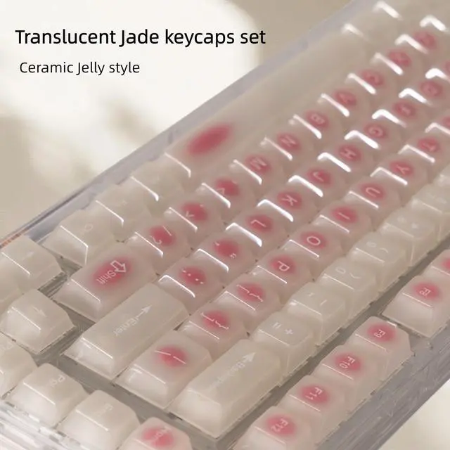 Alt view image 2 of 7 - Womier Beige Jade keycaps Clear, Translucent Jelly PC Keyboard caps,Frost Shine Through keycap Set,115-keys Cherry Profile Custom keycap for 60% 65% 75% 100% Cherry Gateron MX Mechanical Keyboard
