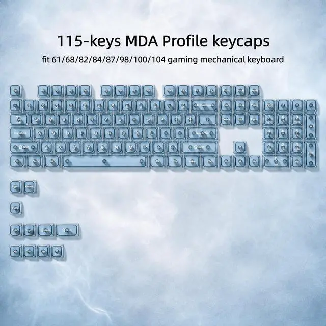 Alt view image 2 of 7 - Womier Slate Blue Clear keycaps,Transparent Keyboard keycaps,Jelly Key caps Set,Shine Through keycap,MDA Profile Keyboard caps for Mx Switches Mechanical Keyboard(115key)